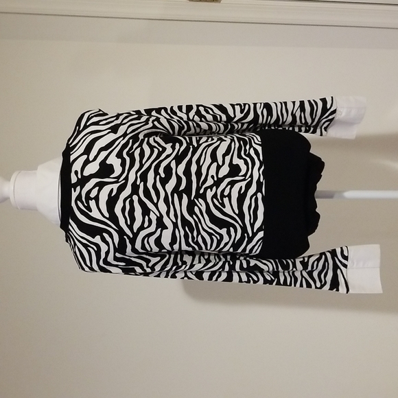 INC Black and White Zebra Print and Ribbed Knit Sweater - Picture 3 of 6
